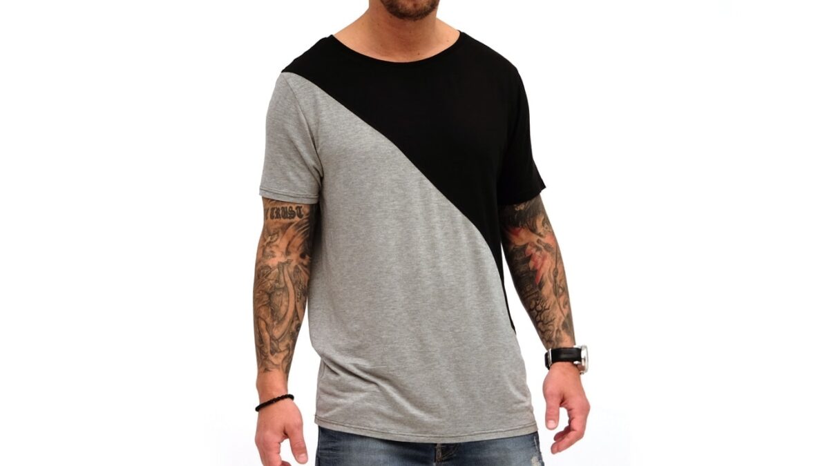 chuck faceoff man t shirt half2half balckgray 1